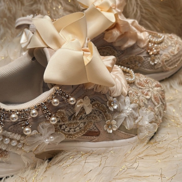 Cream Custom Lacey Sneakers - Picture 5 of 7